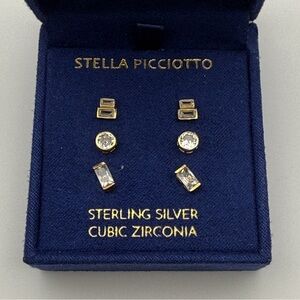 Stella Picciotto Sterling Silver Cubic Zirconia Multi-Stud Earring Set